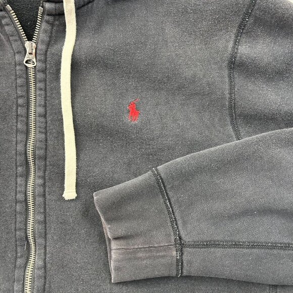 Polo Ralph Lauren Hoodie Mens XL Full Zip Black Sweatshirt Full Zip Red Pony - Picture 3 of 10